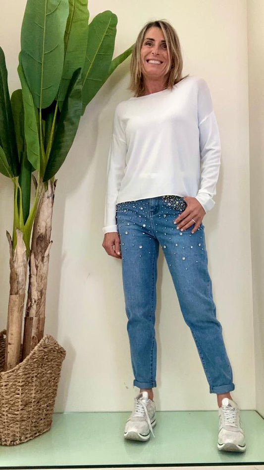 DAFNE - ZS88009P24 - MAGLIA VISCOSA STONDATA CON ORLINO FIT MEDIO