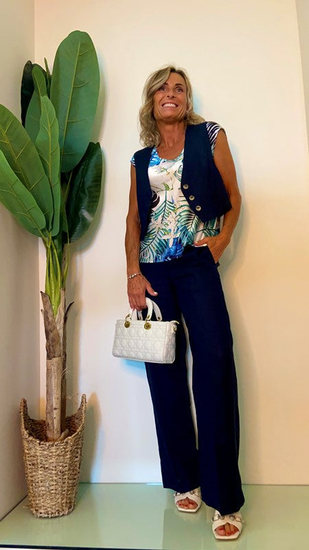IMPERIAL - REH0FB0 - BLUSA RASO SMANICATA FANTASIA TROPICAL