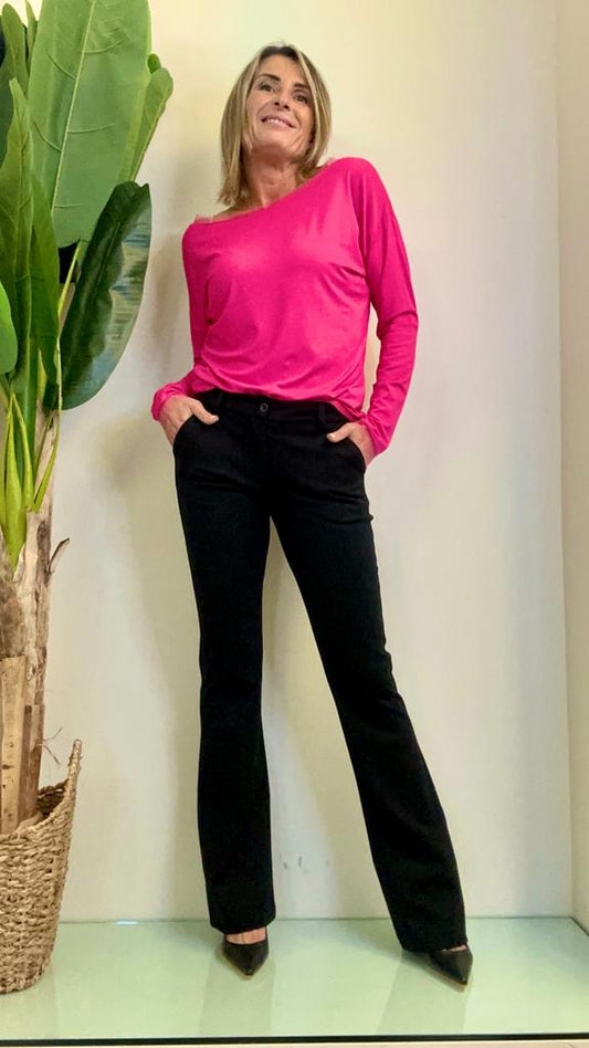 CHERRY BLUE - 1911P25 - PANTALONE FLARE PUNTO MILANO