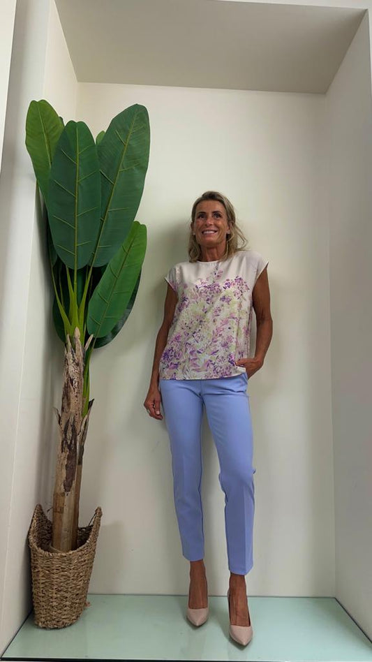 IMPERIAL - RFM0FQL - BLUSA RASO SMANICATA ST.ACQUERELLO FIORI