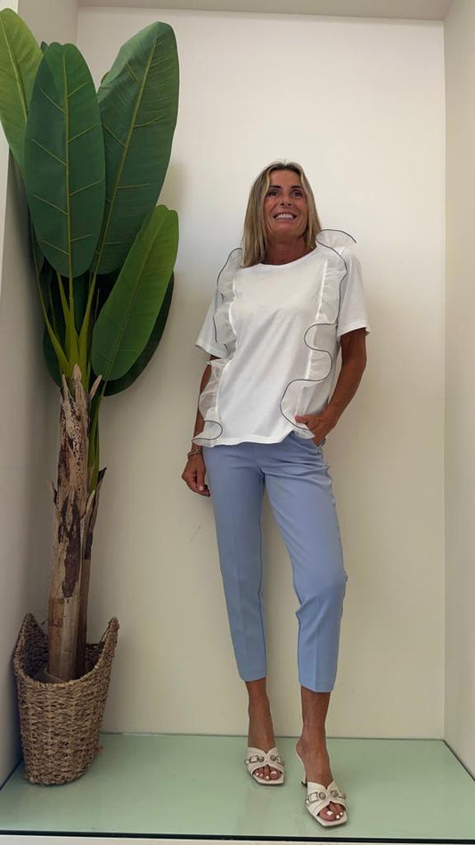 IMPERIAL - TP11FGT - T-SHIRT ROUCHES VOILE INSERTO GRIGIO