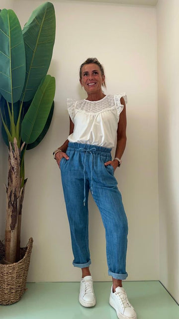 TENSIONE IN - S23P360 - PANTALACCIO SIMIL DENIM