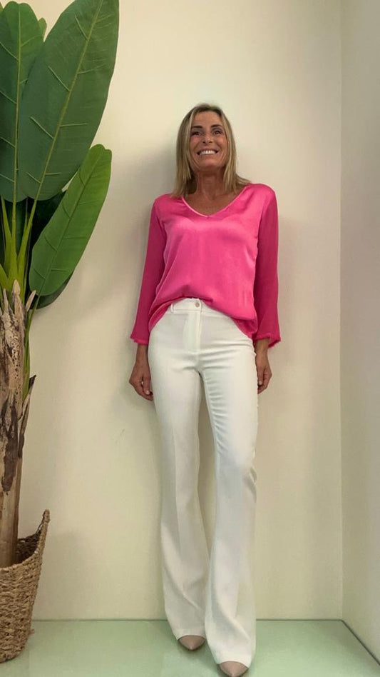 GIORGIA & JHONS - 60226SS23 - PANTALONE PLARE PIEGA BOTTONE ORO