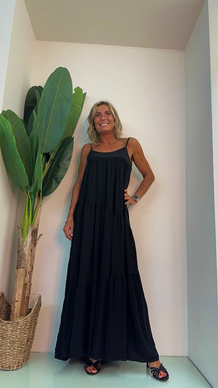 LALTERNATIVASTYLE - 1661P26 - ABITO LUNGO VISCOSA CON BALZE E SPALLINE REGOLABILI