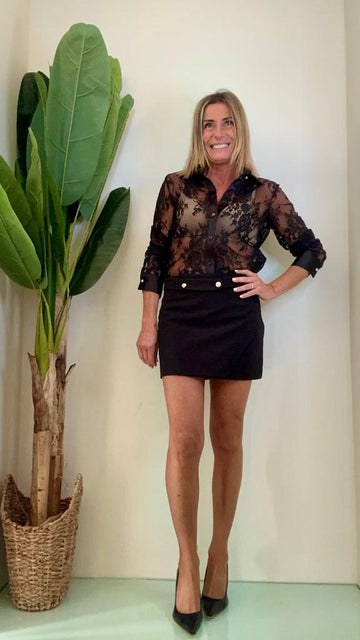 VICOLO - TE0344 - CAMICIA PIZZO REVER RASO