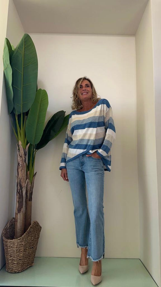 DAFNE - 9095 - JEANS FLARE SFRANGIATO
