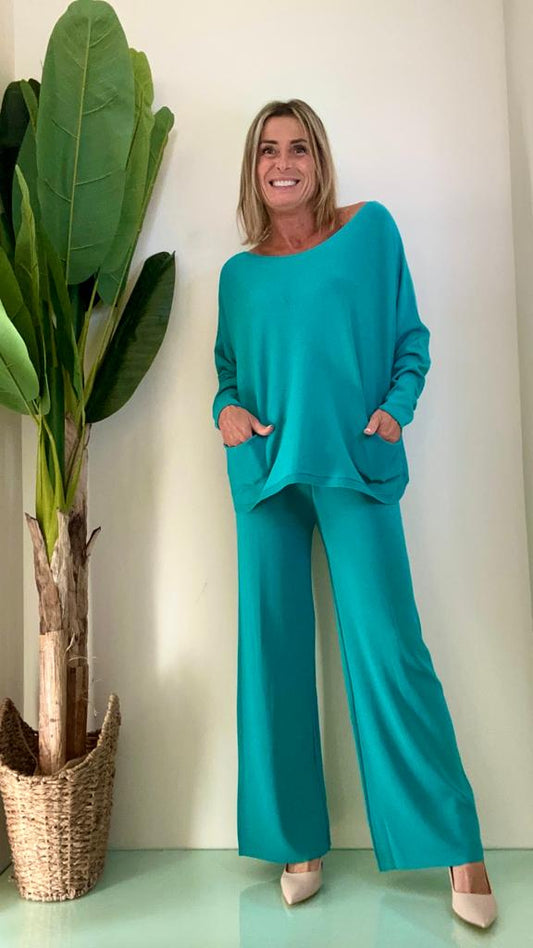 GIORGIA & JHONS - 60104SS23 - PANTALONE PALAZO VISCOSA ELASTICO VITA