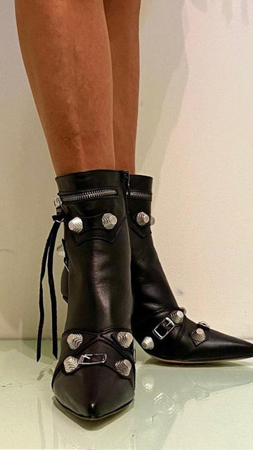 OVYE' - DL2940PELP83 - STIVALETTO PELLE CON BORCHIE E ZIP BALENCIAGA STYLE 7,5CM