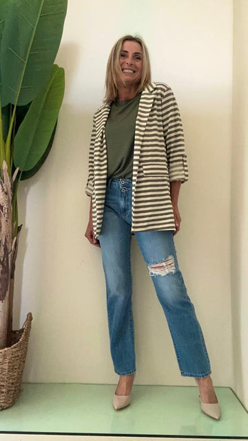 LALTERNATIVASTYLE - 1234P25 - GIACCA LUNGA FELPA GARZATA RIGHE