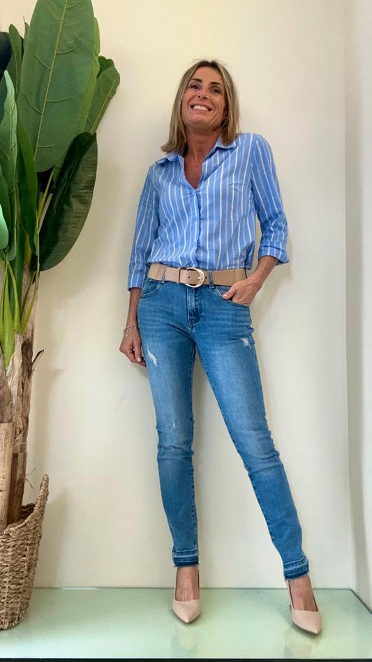 DAFNE - 9171P29 - JEANS SLIM MICRO ROTTURE