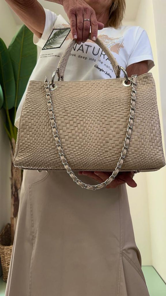 LALTERNATIVASTYLE - 5680P32 - SHOPPING BAG IN PELLE CON TRAMA IN RILIEVO