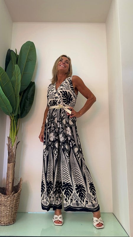 DAFNE - 1646P29 - JUMPSUIT SCOLLO INCROCIATO PURA VISCOSA FANTASIA