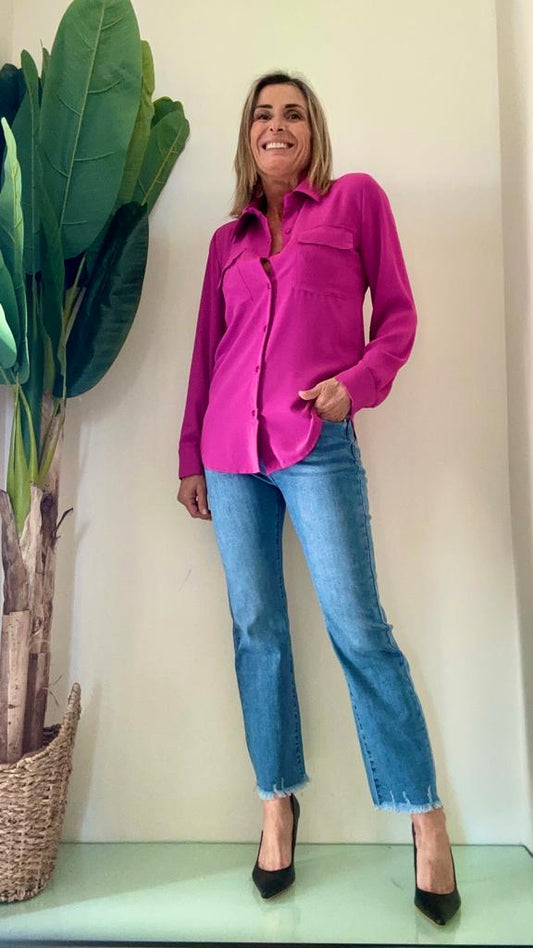 CHERRY BLUE - 22989P24 - CAMICIA RASO TASCHINE