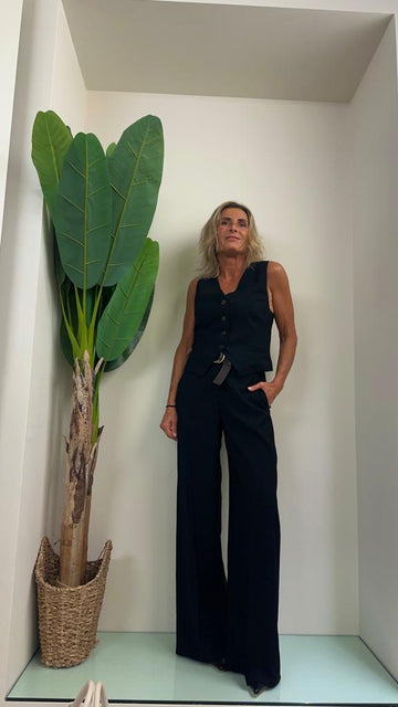 TENSIONE IN - 23P5863 - PANTALONE PALAZZO EL. DIETRO VISCOSA C/CINT.