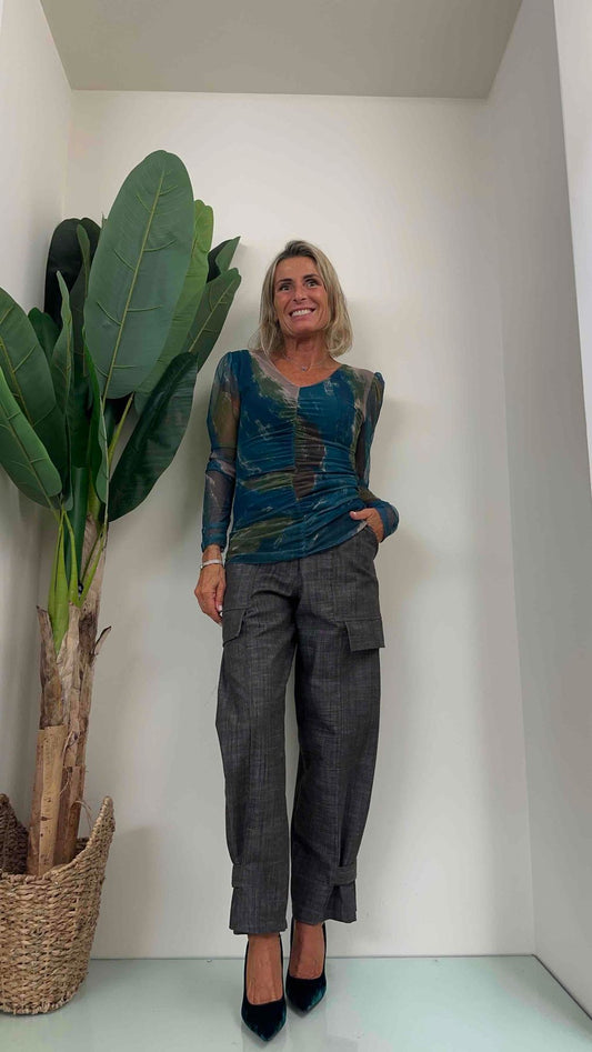 DAFNE - 33098P19 - TOP TULLE SC. V ARRICCIATURA CENTRALE