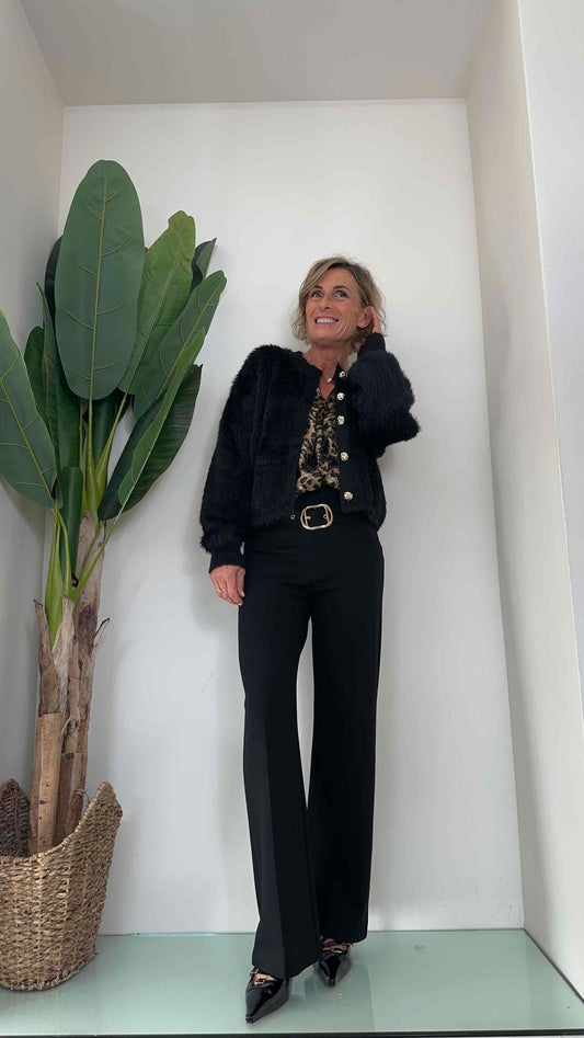 DAFNE - NA2015P32 - GIACCA/CARDIGAN PUNTO PELLICCIA BOTTONI ORO