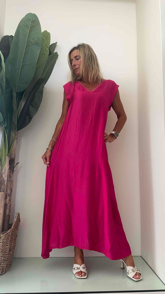 DAFNE - 9328P35 - ABITO LUNGO VISCOSA MANICA ALETTA