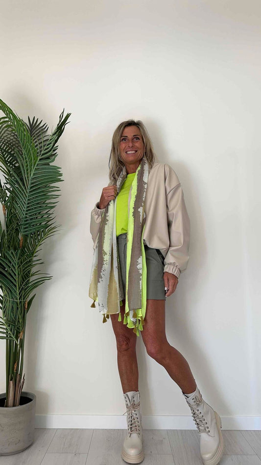 SUSYMIX - 8614RE - STOLA 100% VISCOSA CON RIGHE SFUMATE E NAPPINE