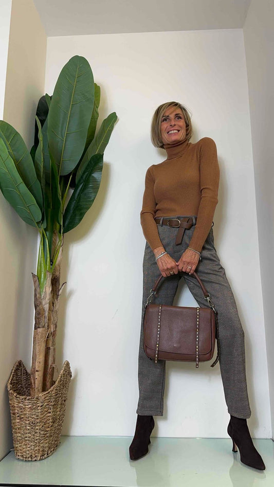 LALTERNATIVASTYLE - 94728 - BORSA A MANO IN PELLE CON BORCHIETTE E TRACOLLA