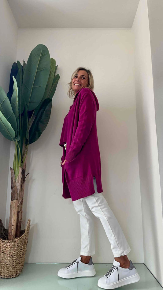 LALTERNATIVASTYLE - ANNA - CARDIGAN LUNGO VISCOSA CAPPUCCIO E TASCHE