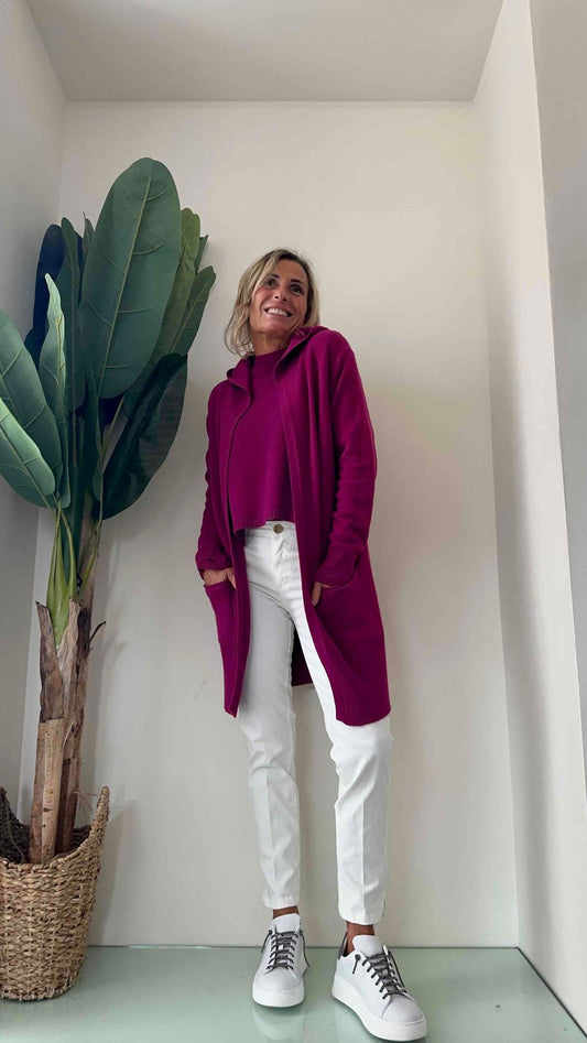 LALTERNATIVASTYLE - ANNA - CARDIGAN LUNGO VISCOSA CAPPUCCIO E TASCHE