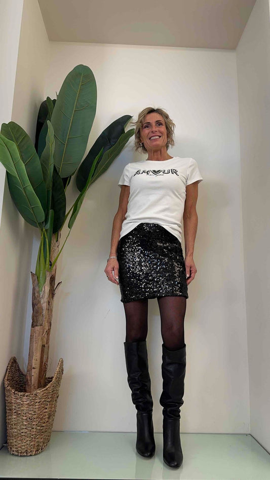 DAFNE - JX09063P17 - T-SHIRT AMOUR STRASS