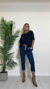 SUSYMIX - PA3908 - JEANS CAVALLO BASSO, VITA ELASTICATA CON CINTURA