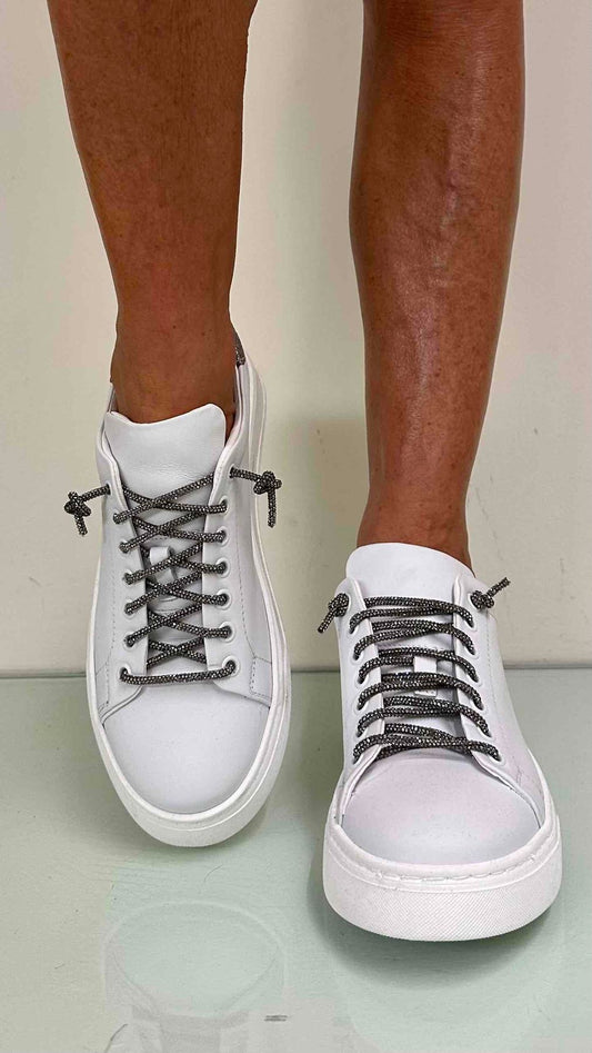 DIVINE FOLLIE - SW01P45 - SNEACKER PELLE LACCI (INTERCAMBIABILI) E PROFILO TALLONE GLITTER