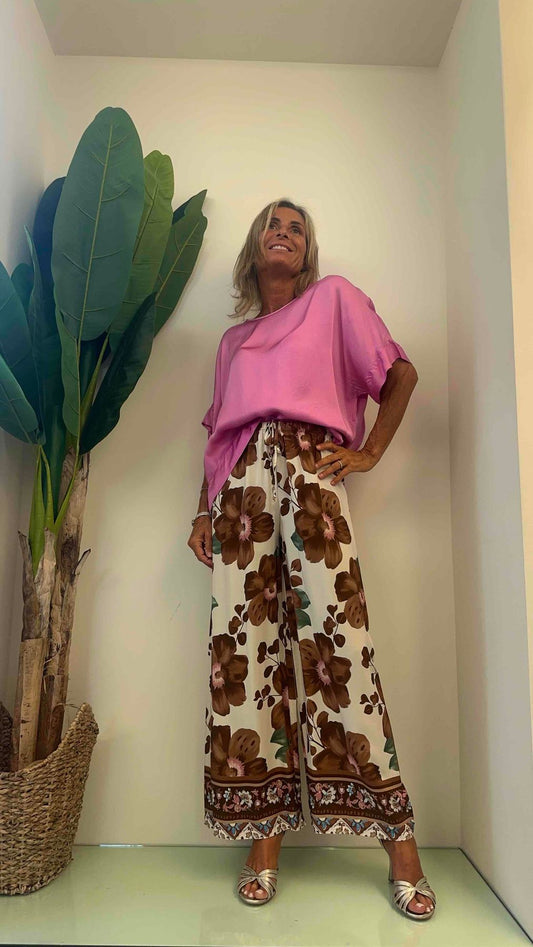 DAFNE - 5303P28 - PANTALONI VISCOSA FANTASIA FIORI