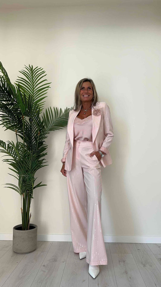 GIORGIA & JHONS - 60080SS24 - GIACCA MONOPETTO GESSATO MICROPAILLETTES TONO SU TONO