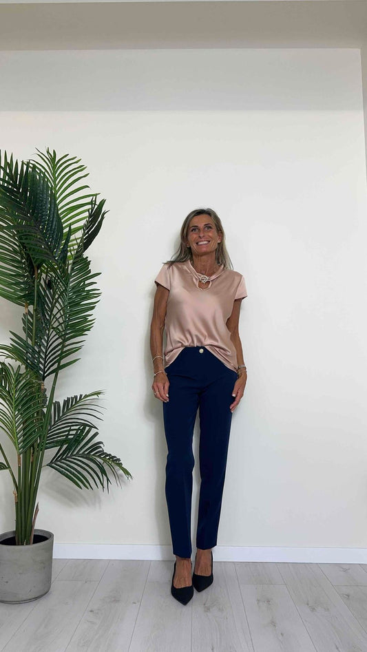 GIORGIA & JHONS - 60121SS24 - PANTALONE SIGARETTA TESSUTO TECNICO LEGGERO, SOFT