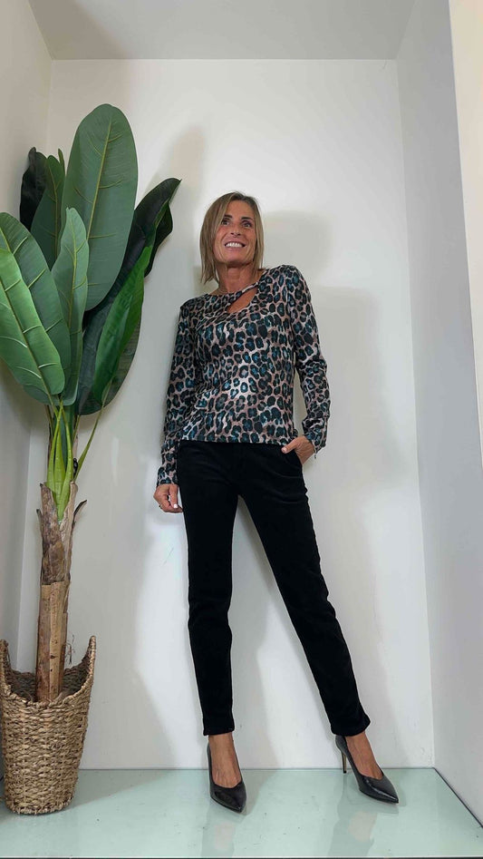 GIORGIA & JHONS - 60323FW23 - MAGLIA GOCCIA LATERALE FANTASIA