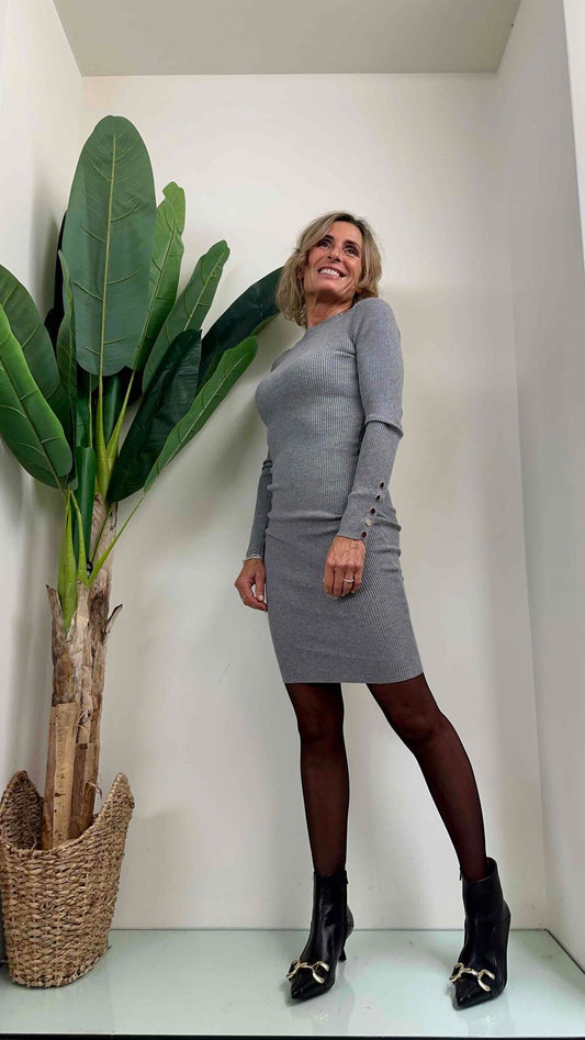 DAFNE - ZS9080P25 - ABITO MAAGLIA SLIM BOTTONCINI ORO SPALLE E POLSI