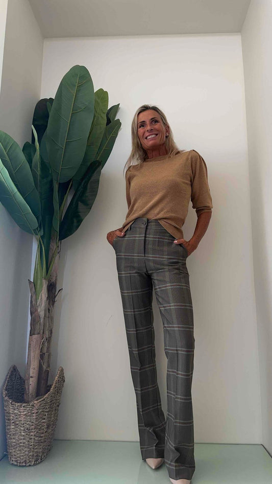 F3 - P298670 - PANTALONE CHECK VITA ALTA