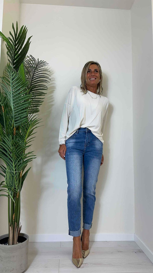 DAFNE - AL0705P26 - MAGLIA 67%VISCOSA FLUIDACON MOTIVO CANALATURA