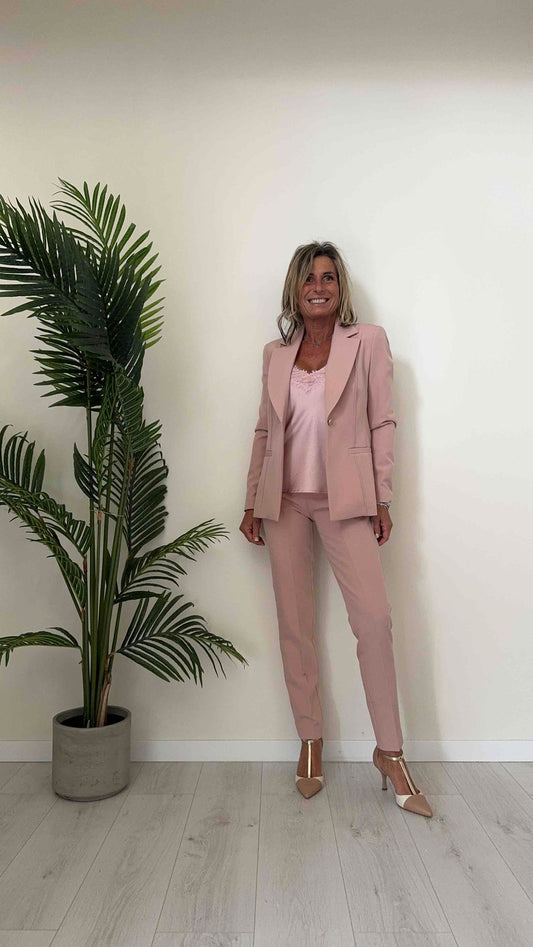 GIORGIA & JHONS - 60189SS24 - PANTALONE TESSUTO TECNICO LEGGERO A SIGARETTA CON PIEGA