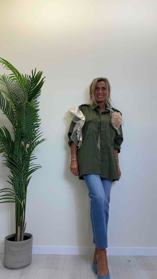 SUSYMIX - 24147 - SHACKET 100%COTONE CON SPILLA, GALE DOPPIATE SPALLA E FUSCIACCA CORDA