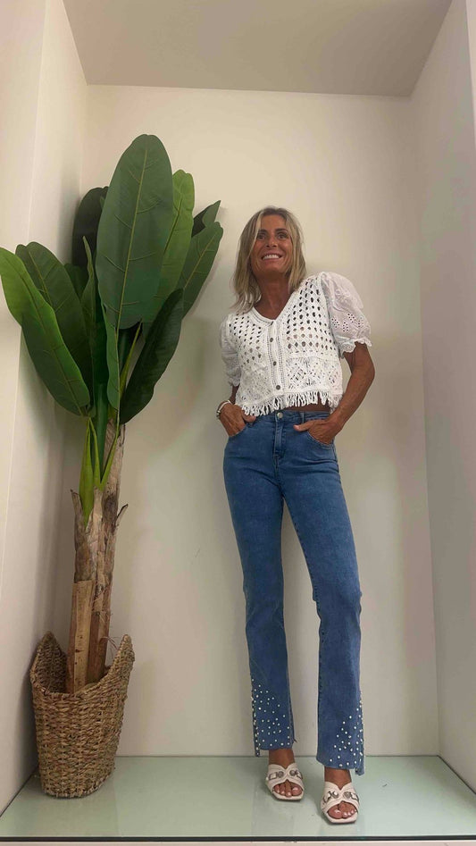 DAFNE - tt090p29 - cardigan crochet manica sangallo