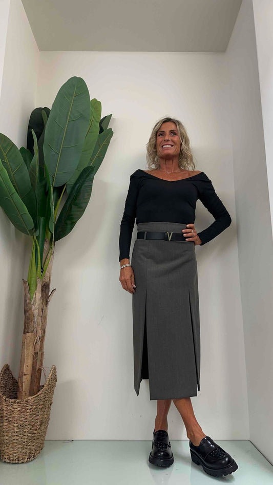 SUSYMIX - 51633 - MAGLIA VISCOSA CROP DOPPIO SCOLLO