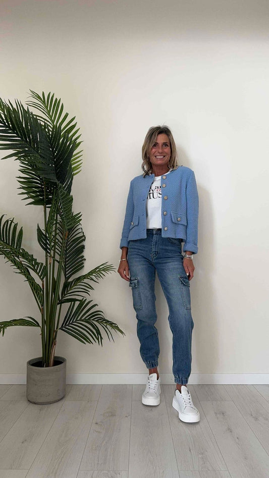 GIORGIA & JHONS - 60211SS24 - JEANS CARGO CON ORLO POLSINO ELASTICO