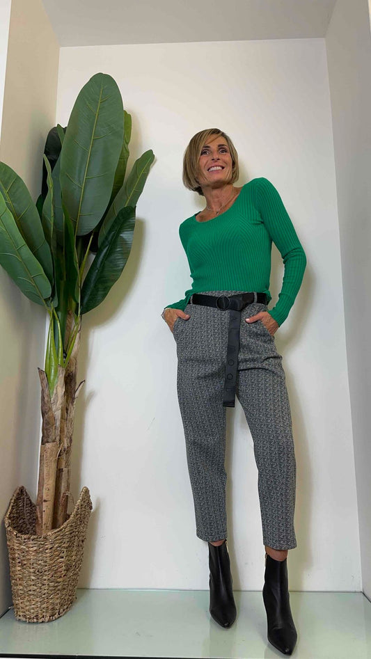 DAFNE - ZM1288P19 - MAGLIA VISCOSA COSTINA SCOLLO MADONNA MOTIVO PUNZONATO