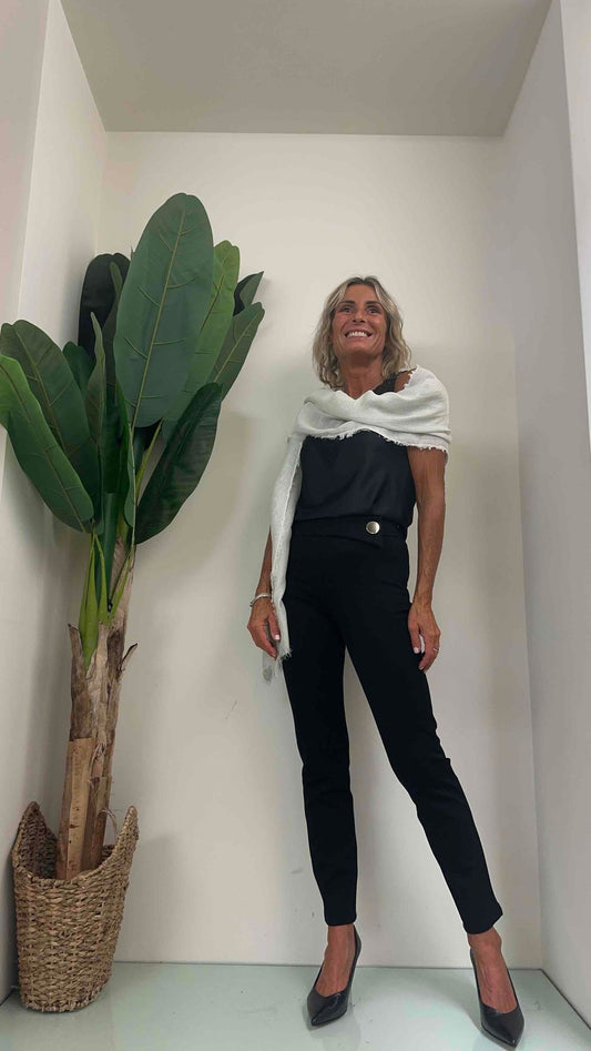 GIORGIA & JHONS - 60183FW23 - PANTALONE PUNTO STOFFA SLIM BOTTONE ACCIAIO