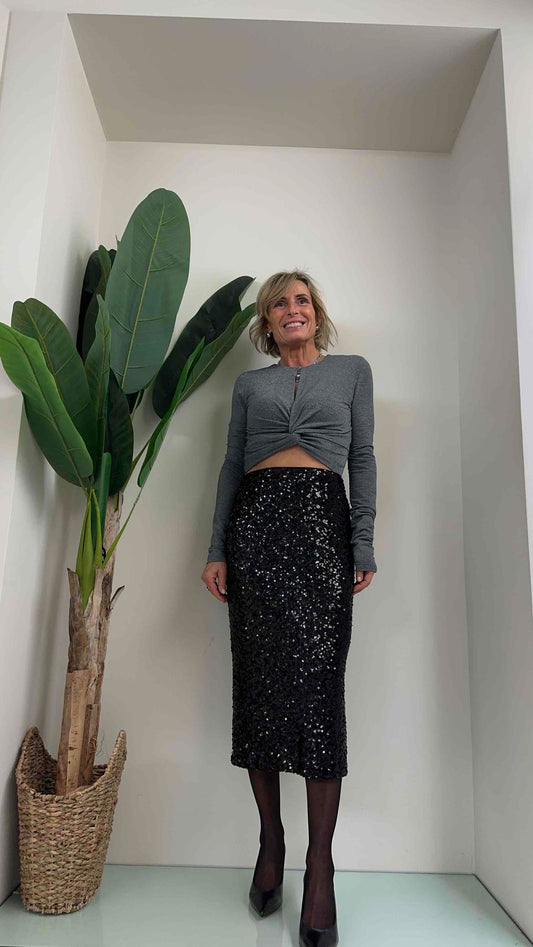 IMPERIAL - TS75GRN - TOP CROP GLITTER NODO GOCCIA