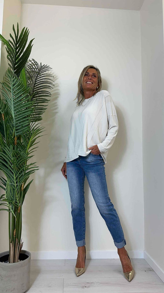 DAFNE - AL0705P26 - MAGLIA 67%VISCOSA FLUIDACON MOTIVO CANALATURA