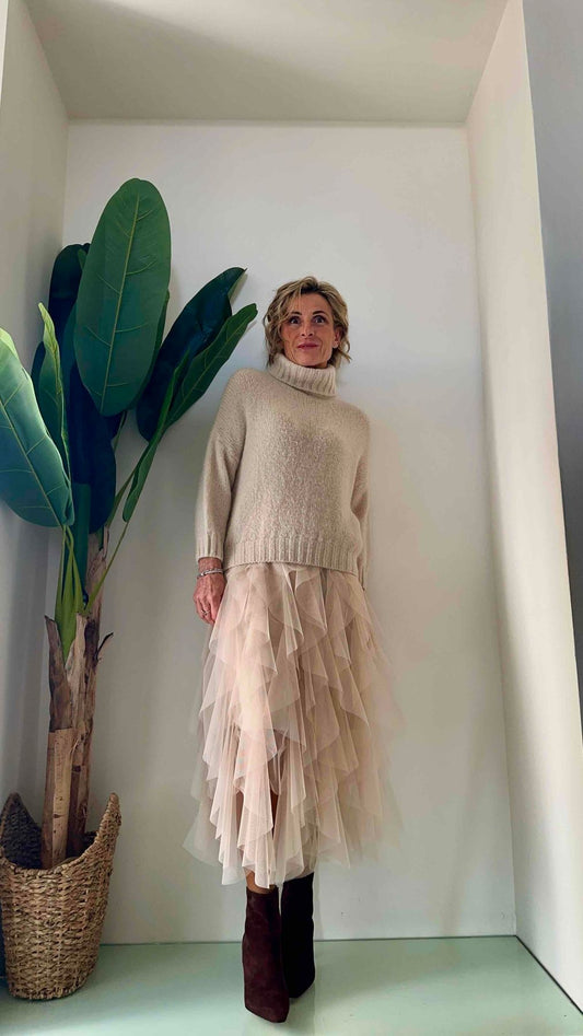 VENTISEI - Z162P23 - GONNA TULLE BALZE  SPICCHI FODERATA