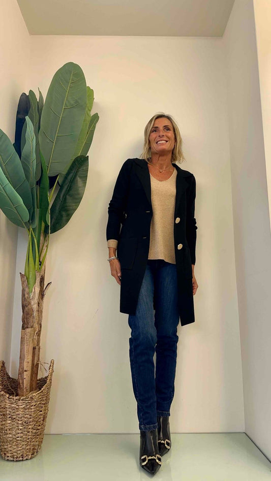 DAFNE - X01P33 - GIACCA MAGLIA DOPPIA VISCOSA BOTTONI ORO