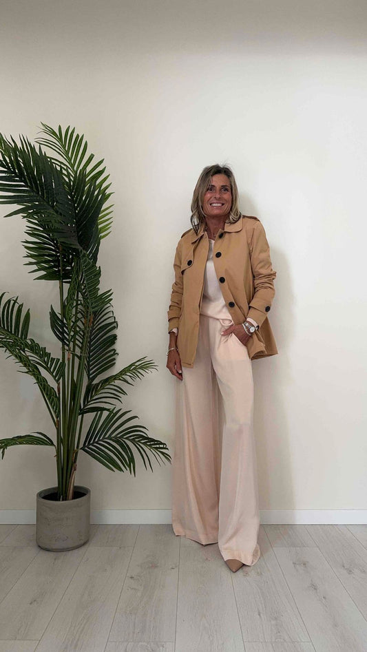 GIORGIA & JHONS - 60153SS24 - PANTALONE 100%VISCOSA A PALAZZO, RETRO ELASTICO, TASCHE A FILO