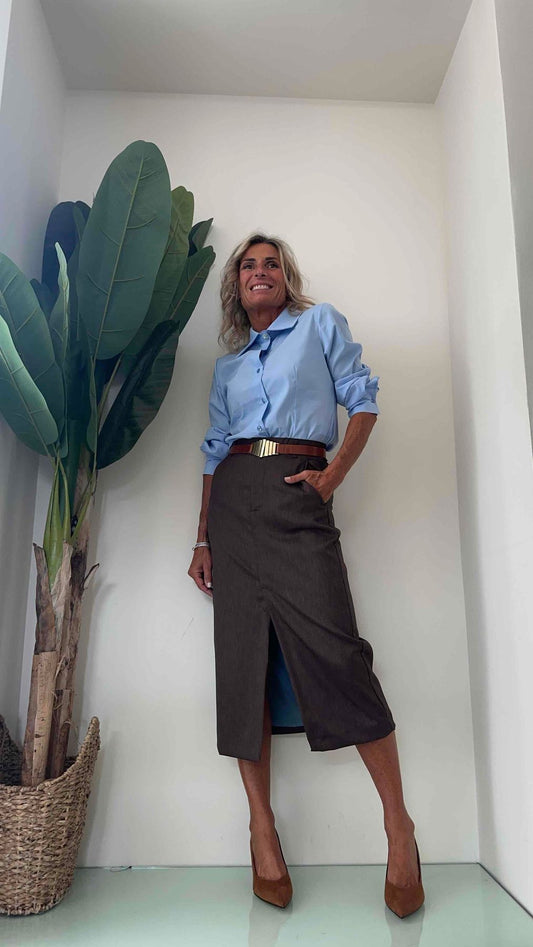 SUSYMIX - 748B - CAMICIA POPELINE BOTTONE GIOIELLO