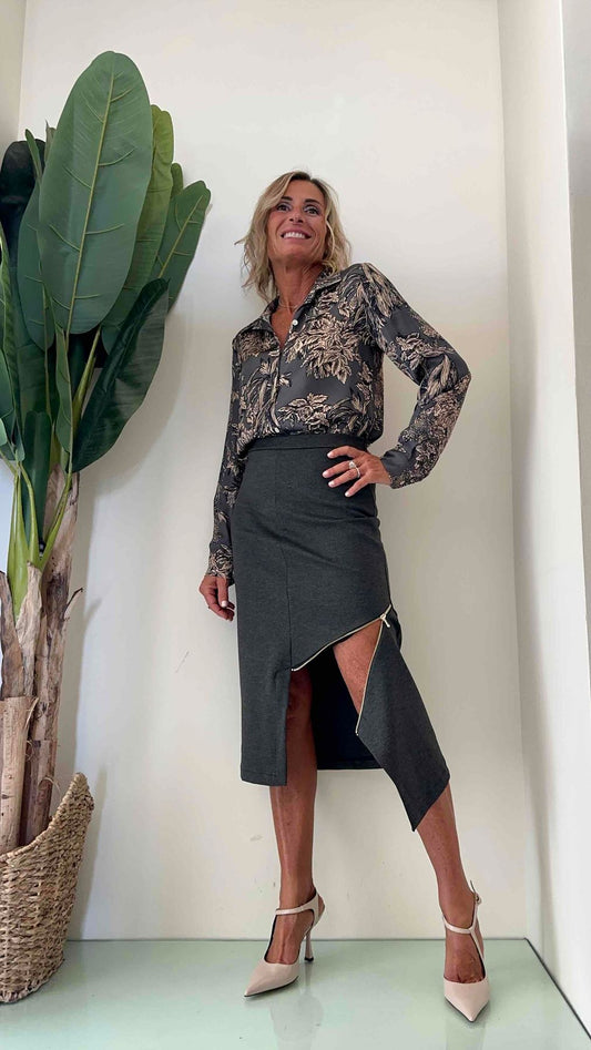 DAFNE - 448087P29 - CAMICIA PURA VISCOSA FANTASIA FOGLIE