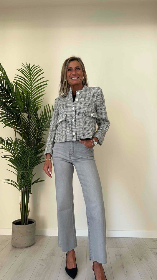 GIORGIA & JHONS - 60030SS24 - GIACCA CHANEL SENZA COLLO, BOTTONI RICOPERTI